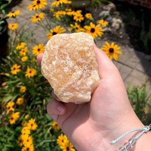 Rough/raw orange calcite crystal chunk